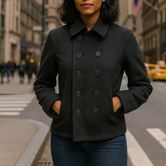 AllSaints Spitafield Black Wool Coat Women’s - Picture 9 of 9